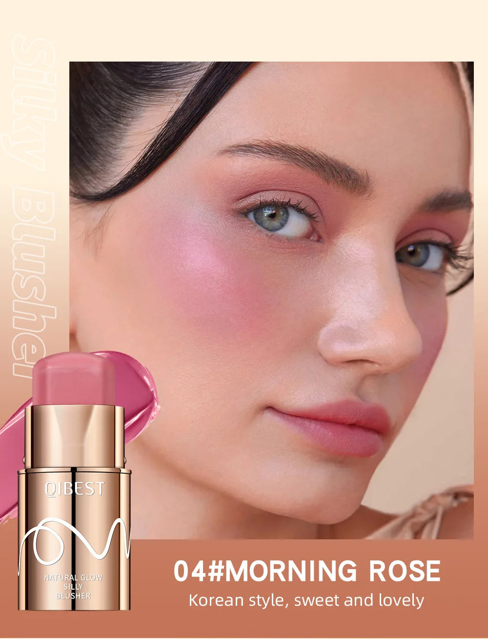 6 Colors Cream Blush Stick Waterproof Long Lasting Cheek Lip Eye Makeup Blendable Natural Flush For Women Daily Use