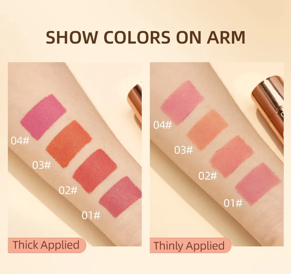 6 Colors Cream Blush Stick Waterproof Long Lasting Cheek Lip Eye Makeup Blendable Natural Flush For Women Daily Use