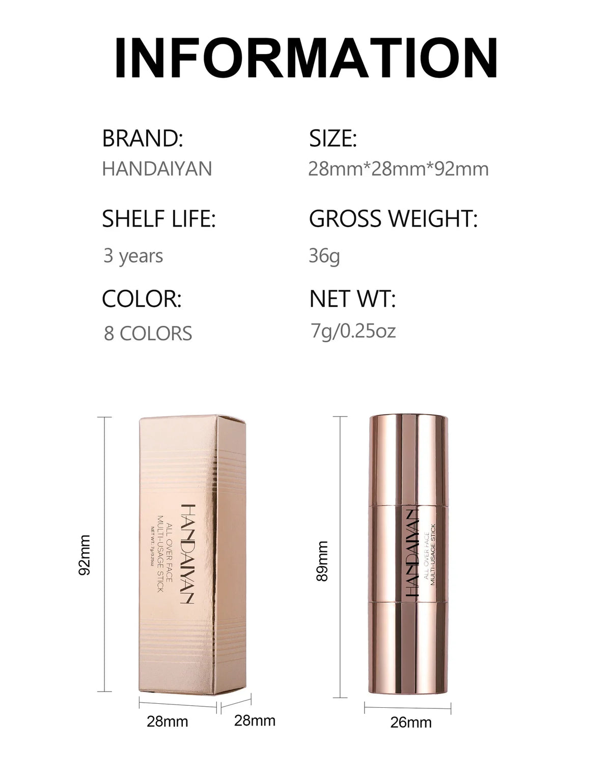 HANDAIYAN Double Head Highlighter Stick Natural Waterproof Silky Smooth Stereoscopic Nose Shadow Concealer Makeup