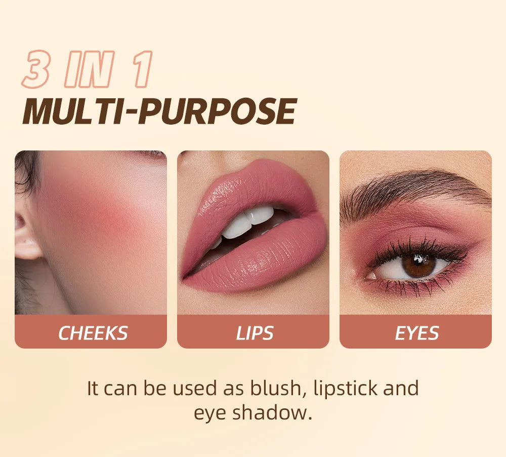 6 Colors Cream Blush Stick Waterproof Long Lasting Cheek Lip Eye Makeup Blendable Natural Flush For Women Daily Use