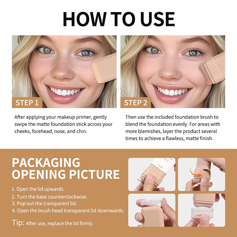 "Glow On the Go: Serum-Infused Foundation Stick for Smooth, Plump, High-Coverage Radiance"