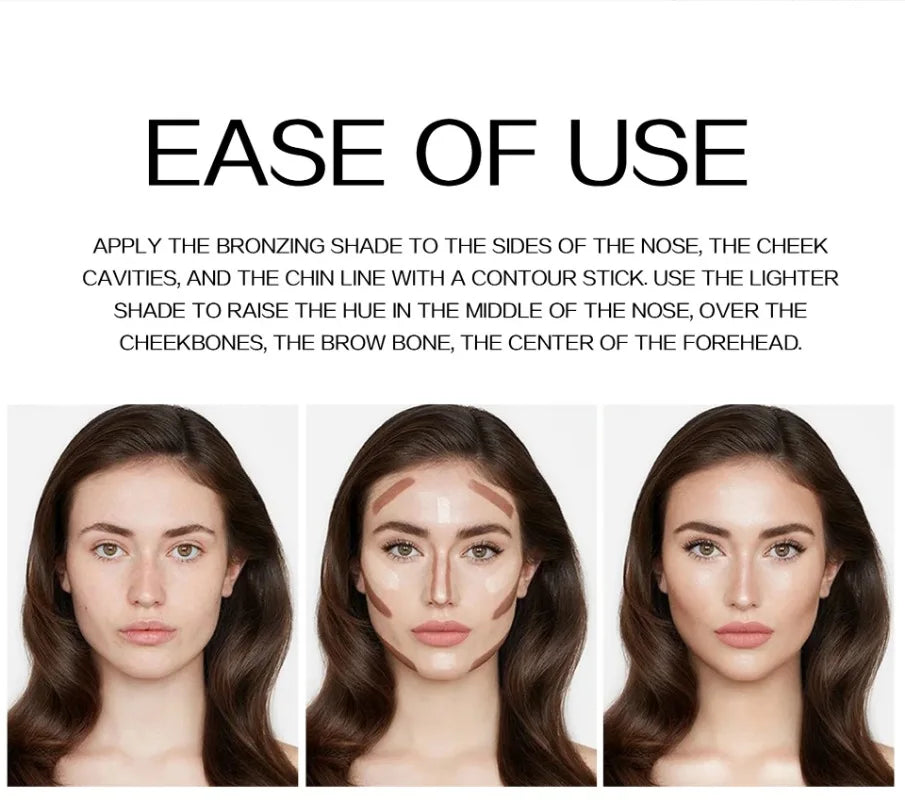 HANDAIYAN Double Head Highlighter Stick Natural Waterproof Silky Smooth Stereoscopic Nose Shadow Concealer Makeup