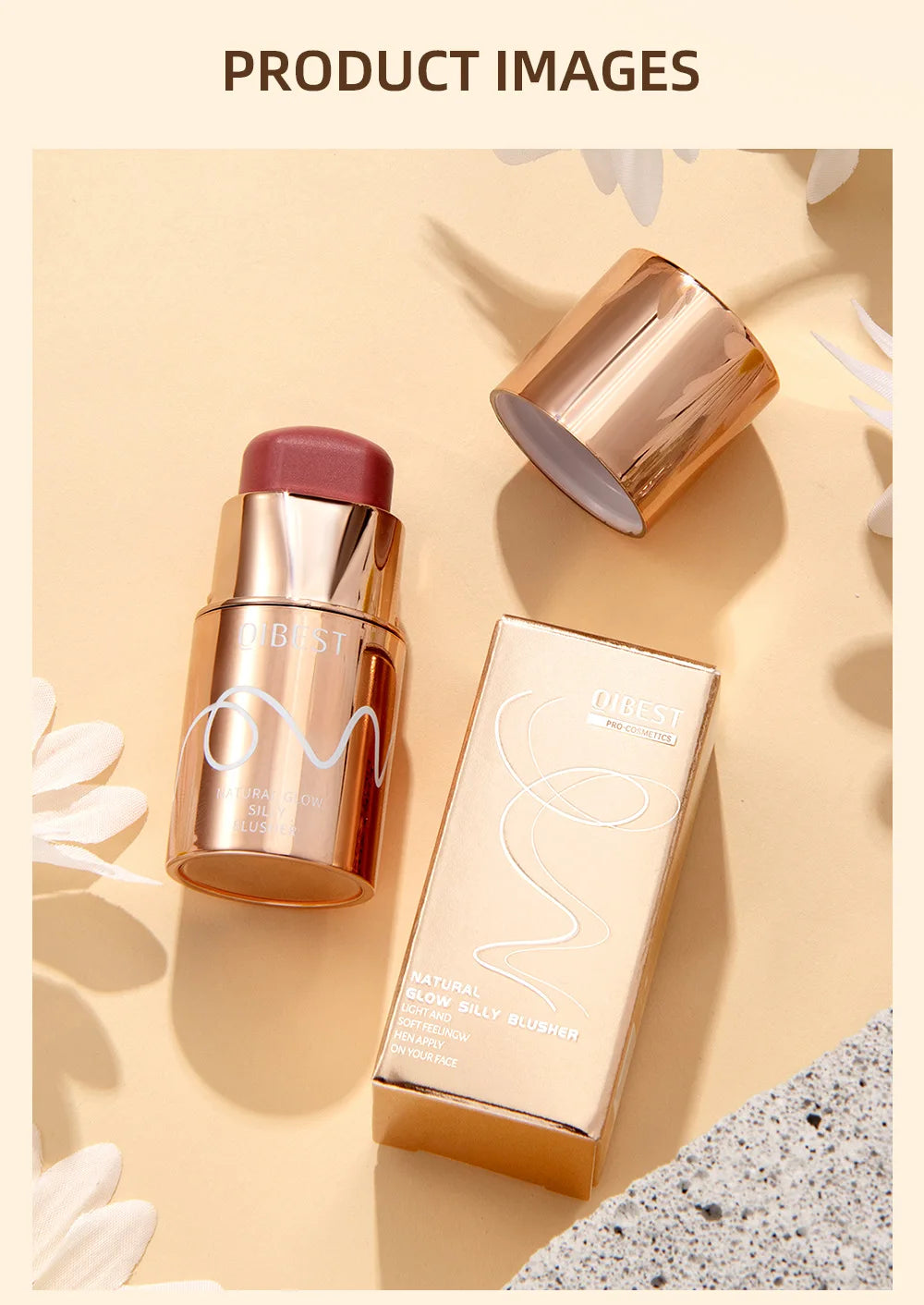 6 Colors Cream Blush Stick Waterproof Long Lasting Cheek Lip Eye Makeup Blendable Natural Flush For Women Daily Use