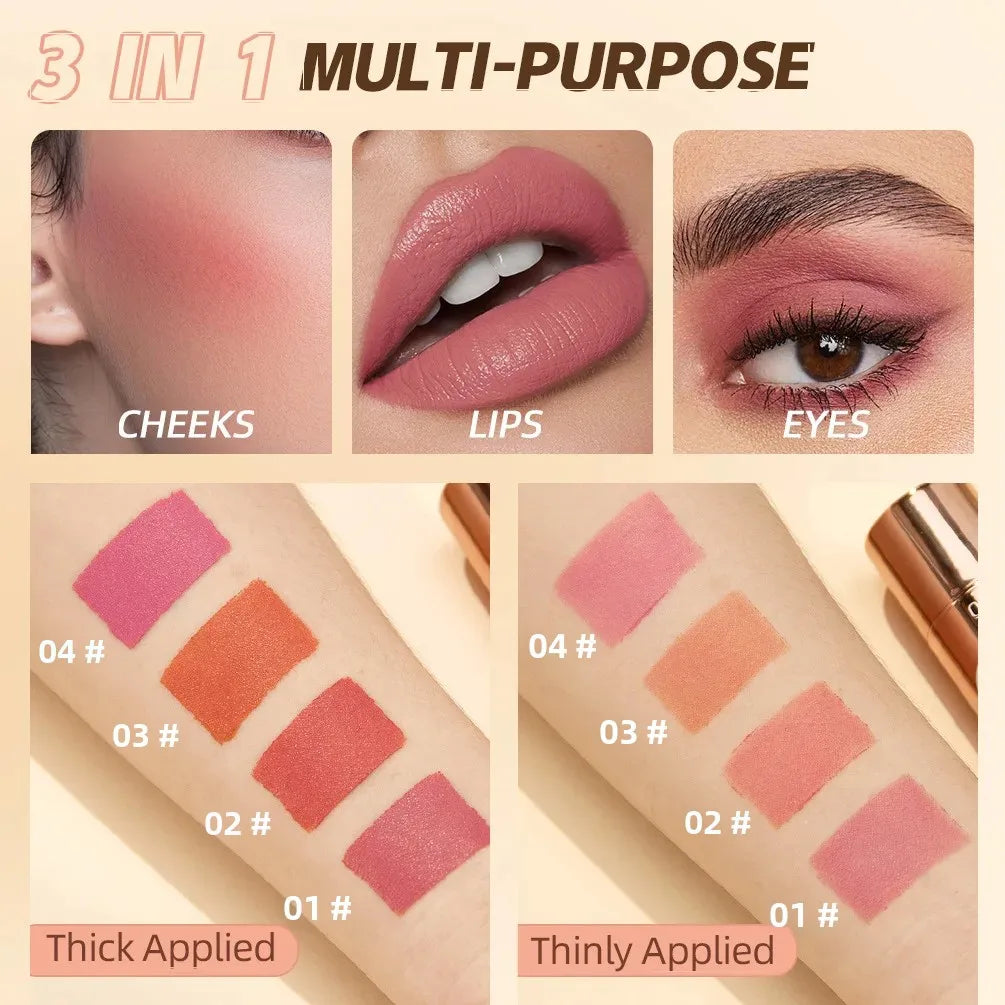 6 Colors Cream Blush Stick Waterproof Long Lasting Cheek Lip Eye Makeup Blendable Natural Flush For Women Daily Use
