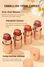 6 Colors Cream Blush Stick Waterproof Long Lasting Cheek Lip Eye Makeup Blendable Natural Flush For Women Daily Use