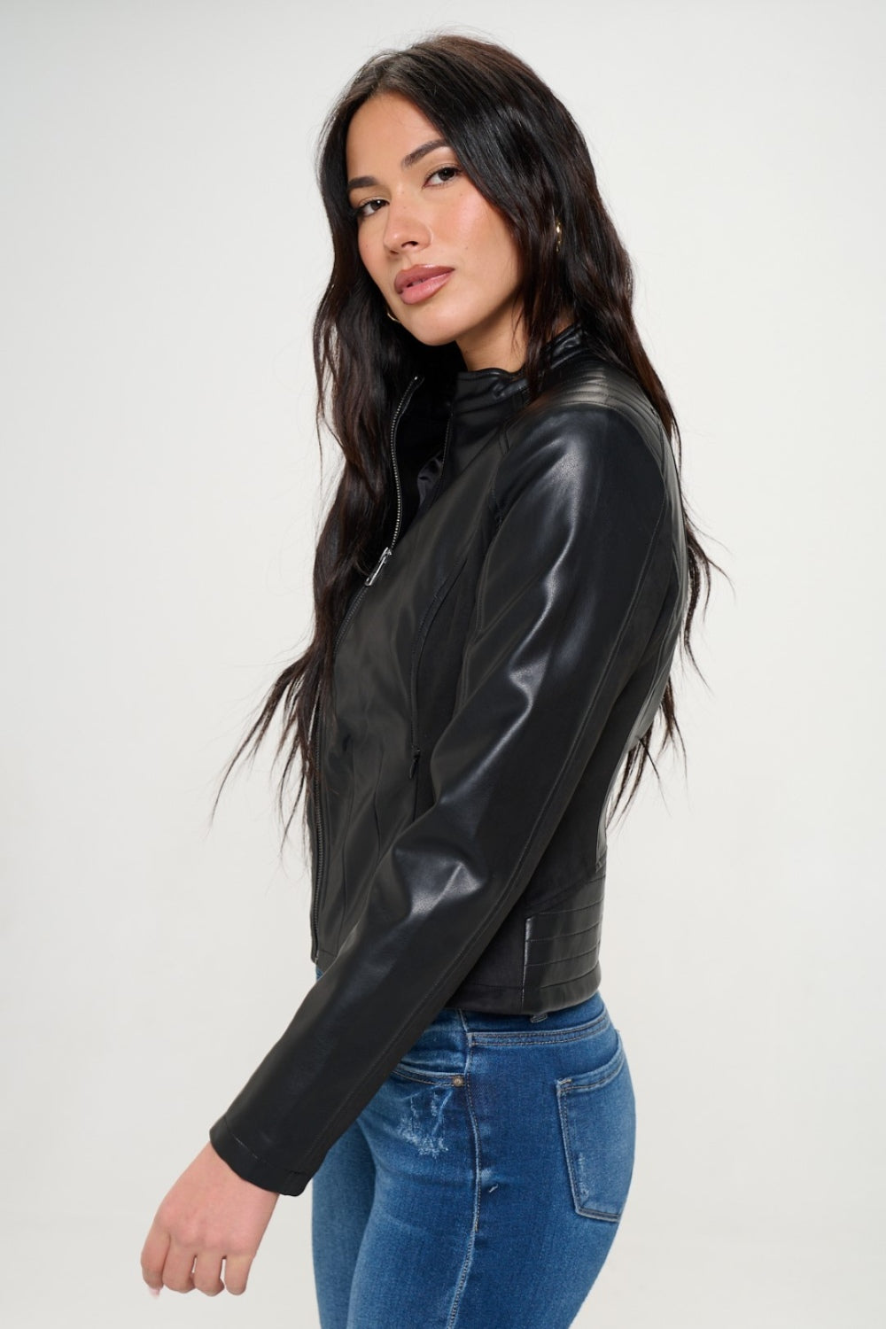 Coalition LA Zip Up Vegan Moto Jacket - Beautiful Woman