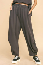 Davi & Dani Drawstring Hem Round Neck Tank and Pants Set - Beautiful Woman