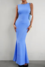 Devine Round Neck Sleeveless Maxi Fishtail Dress - Cobalt Blue / S - Dresses