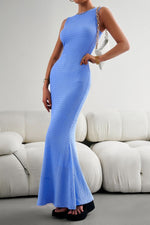 Devine Round Neck Sleeveless Maxi Fishtail Dress - Dresses