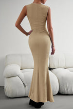 Devine Round Neck Sleeveless Maxi Fishtail Dress - Dresses