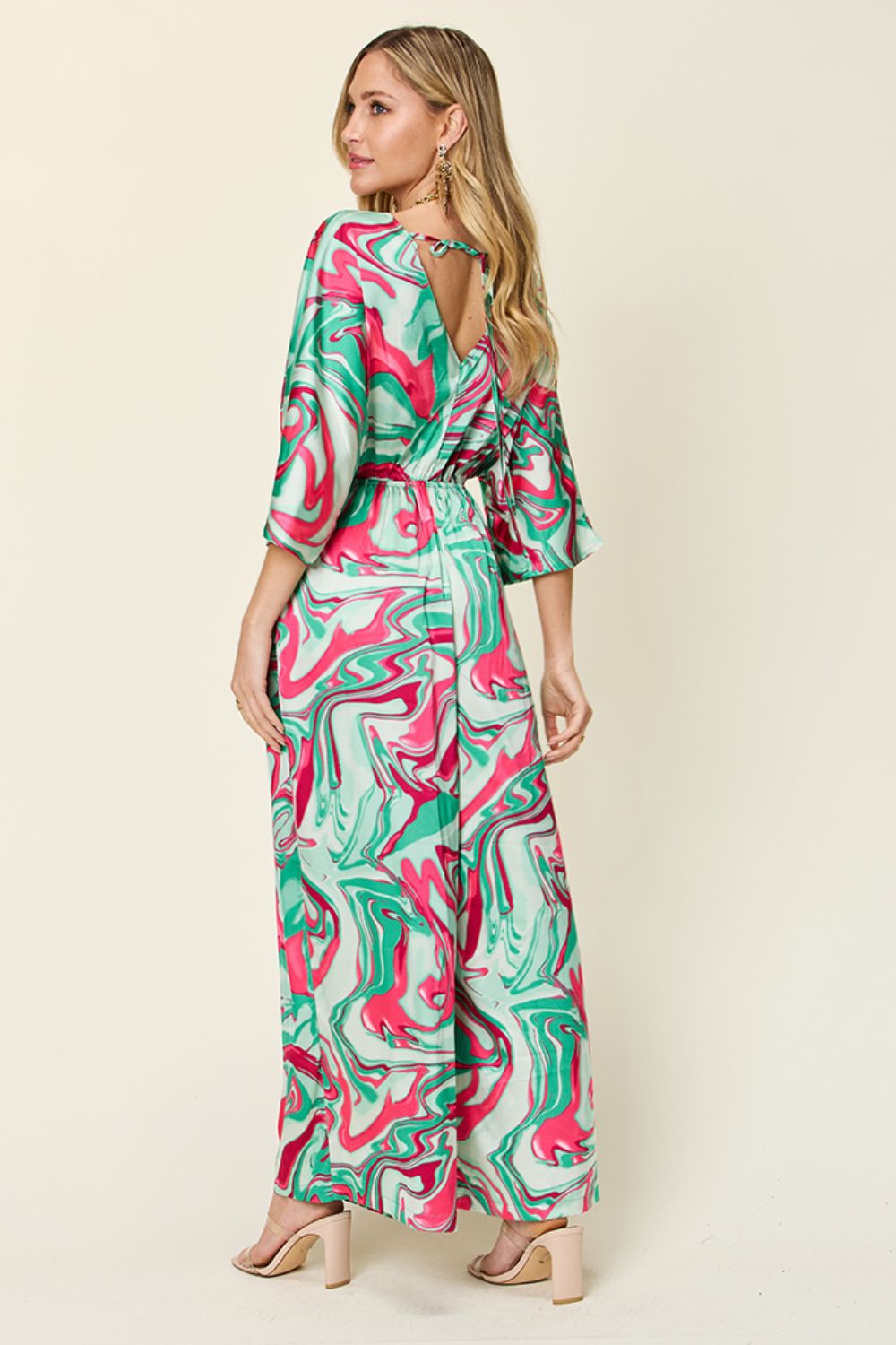Double Take Full Size Half Sleeve Wide Leg Jumpsuit - Beautiful Woman