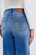 Judy Blue Full Size Distressed High Waist Wide Leg Jeans - Beautiful Woman