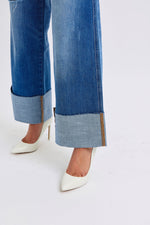 Judy Blue Full Size Distressed High Waist Wide Leg Jeans - Beautiful Woman