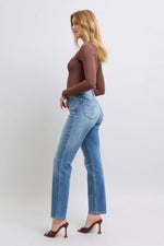 Judy Blue Full Size Run Vintage Wash Thermal Straight Jeans - Beautiful Woman