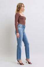 Judy Blue Full Size Run Vintage Wash Thermal Straight Jeans - Beautiful Woman