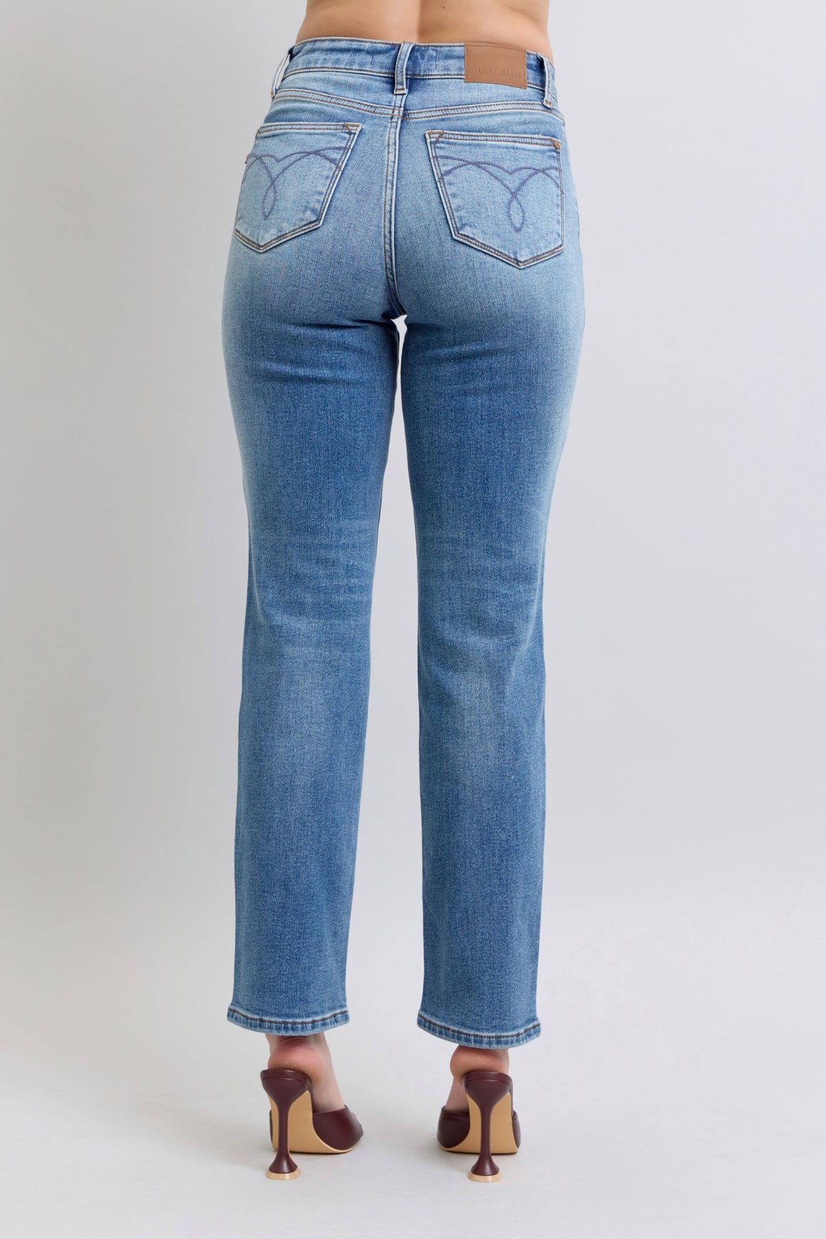 Judy Blue Full Size Run Vintage Wash Thermal Straight Jeans - Beautiful Woman