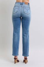Judy Blue Full Size Run Vintage Wash Thermal Straight Jeans - Beautiful Woman