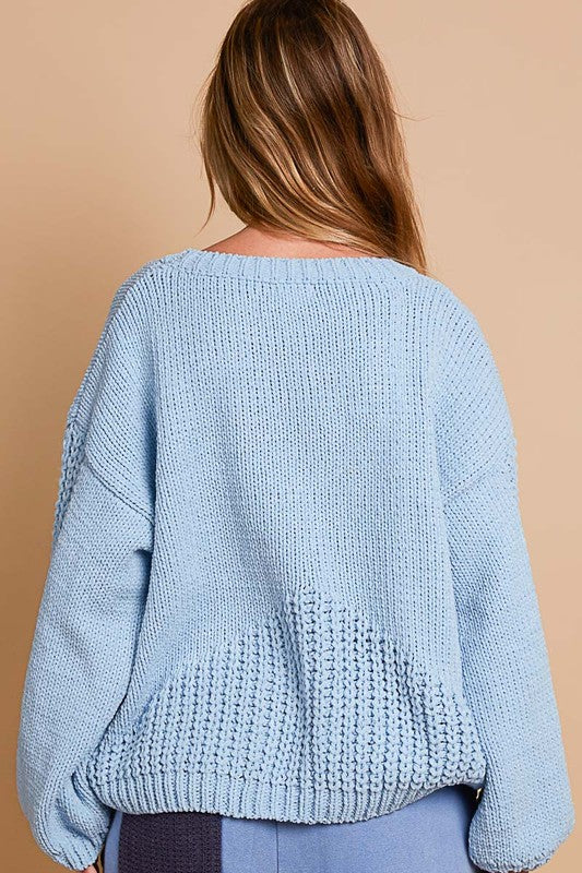 POL Crochet Flower Round Neck Dropped Shoulder Sweater - Beautiful Woman