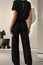 Round Neck Short Sleeve Jumpsuit - Beautiful Woman