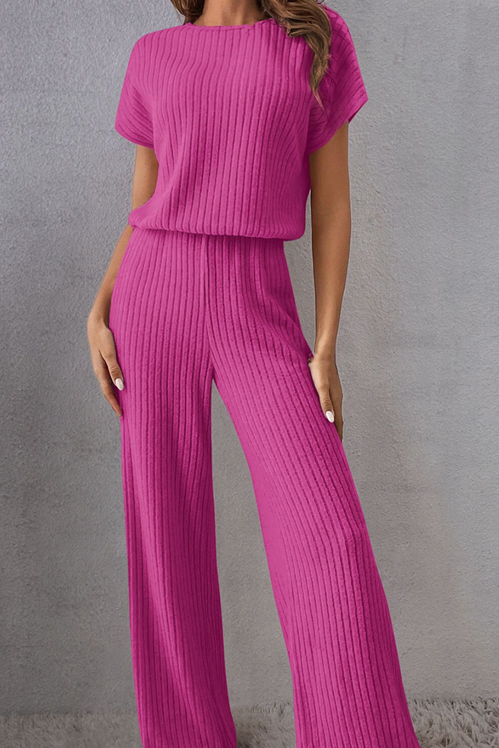 Round Neck Short Sleeve Jumpsuit - Beautiful Woman
