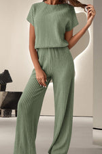 Round Neck Short Sleeve Jumpsuit - Beautiful Woman