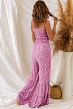 Smocked Printed Wide Strap Jumpsuit - Beautiful Woman