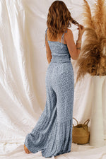 Smocked Printed Wide Strap Jumpsuit - Beautiful Woman