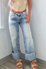 Washed Wide Leg Jeans with Pockets - Medium / 4 - Jeans & Pants