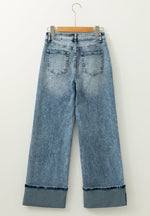 Washed Wide Leg Jeans with Pockets - Jeans & Pants