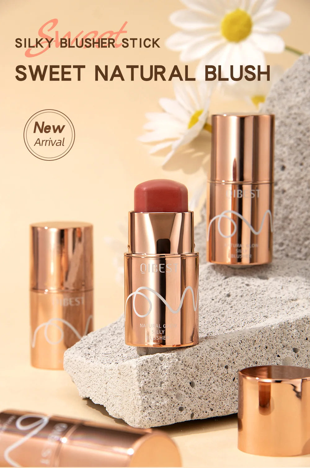 6 Colors Cream Blush Stick Waterproof Long Lasting Cheek Lip Eye Makeup Blendable Natural Flush For Women Daily Use