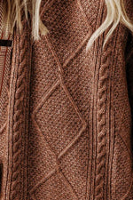 Cable-Knit Round Neck Sweater Dress - Beautiful Woman