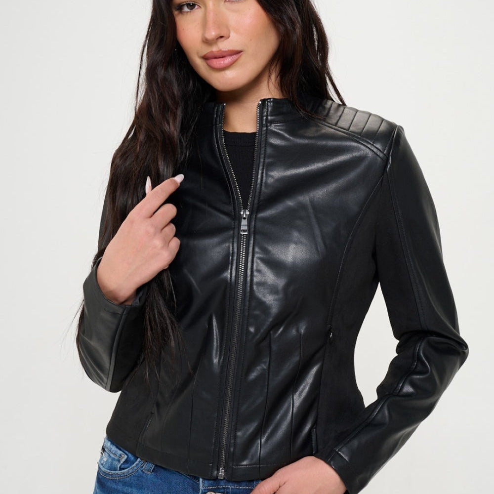 Coalition LA Zip Up Vegan Moto Jacket - Beautiful Woman