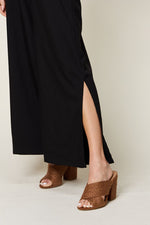 Double Take Full Size V-Neck Tied Side Slit Jumpsuit - Beautiful Woman