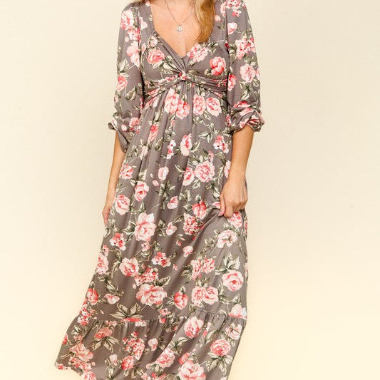 Haptics Twisted Detail Ruffled Hem Floral Dress with Side Pockets - Beautiful Woman