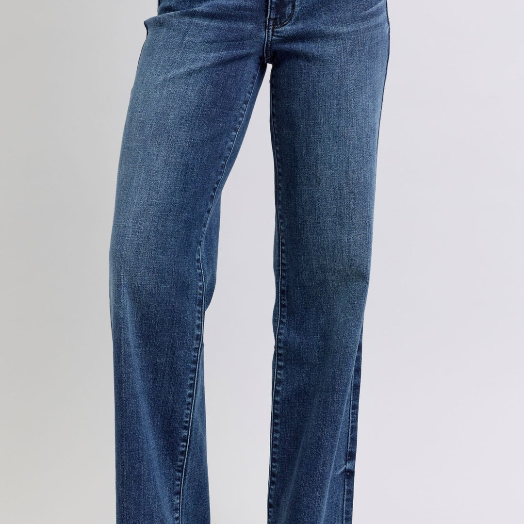 Judy Blue Full Size Raw Hem Mid Rise Jeans - Beautiful Woman