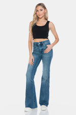 Judy Blue Full Size Tummy Control Cut Hem Flare Jeans - Jeans & Pants