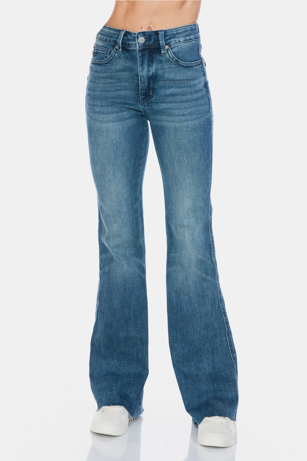 Judy Blue Full Size Tummy Control Cut Hem Flare Jeans - Jeans & Pants