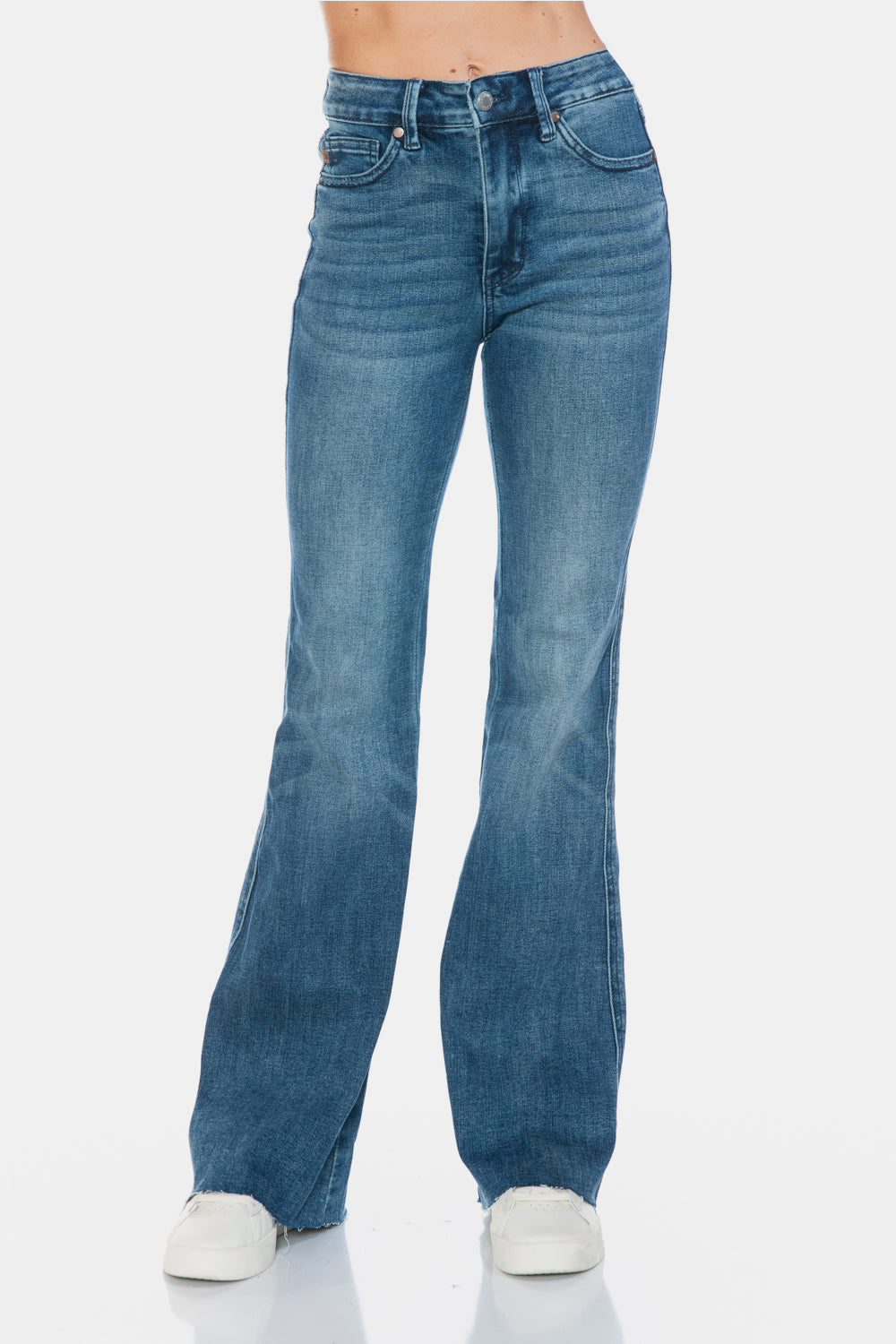 Judy Blue Full Size Tummy Control Cut Hem Flare Jeans - Jeans & Pants