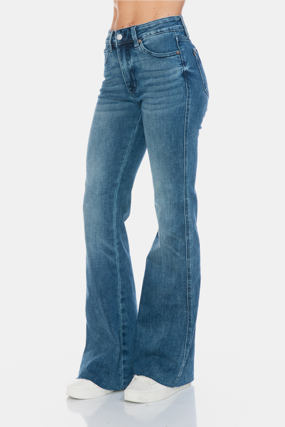 Judy Blue Full Size Tummy Control Cut Hem Flare Jeans - Jeans & Pants