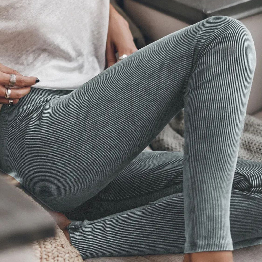 Ribbed Elastic Waist Leggings - Beautiful Woman