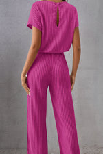Round Neck Short Sleeve Jumpsuit - Beautiful Woman