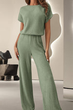 Round Neck Short Sleeve Jumpsuit - Beautiful Woman