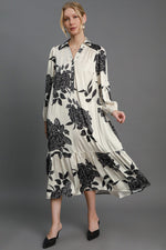 Umgee Ruffle Hem Flower Print Johnny Collar Dress - Beautiful Woman