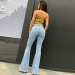 Women Vintage Flare Denim Jeans Pants - Beautiful Woman
