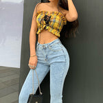 Women Vintage Flare Denim Jeans Pants - Beautiful Woman